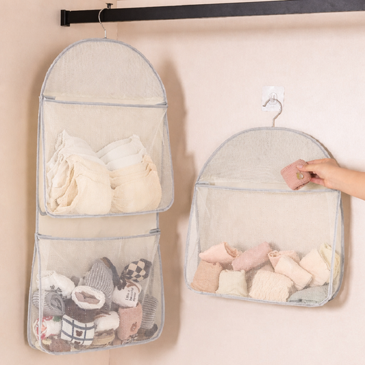 Clothing and sock storage hanging bag